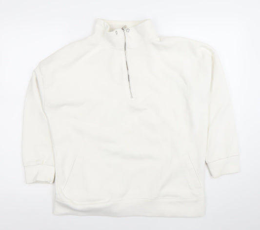 Primark Womens White XS 1/2 Zip Fleece Sweatshirt Pullover