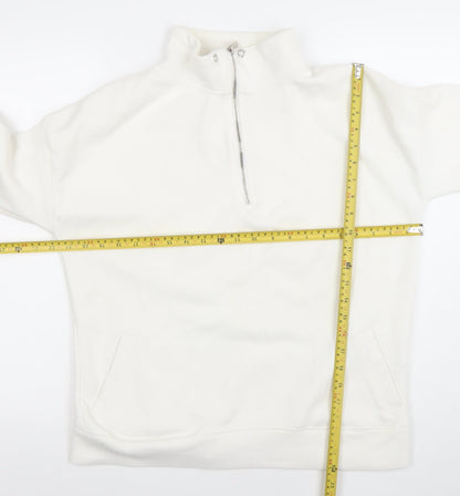 Primark Womens White XS 1/2 Zip Fleece Sweatshirt Pullover