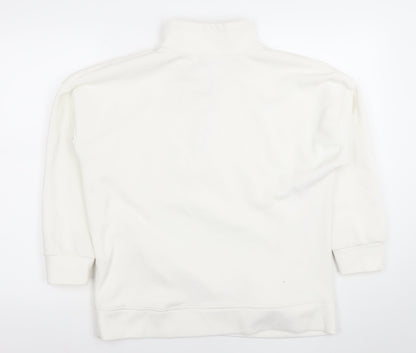 Primark Womens White XS 1/2 Zip Fleece Sweatshirt Pullover