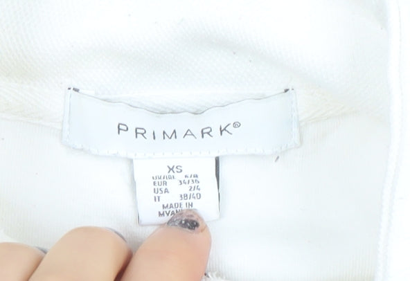 Primark Womens White XS 1/2 Zip Fleece Sweatshirt Pullover