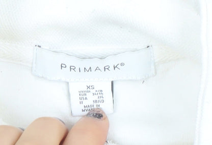 Primark Womens White XS 1/2 Zip Fleece Sweatshirt Pullover