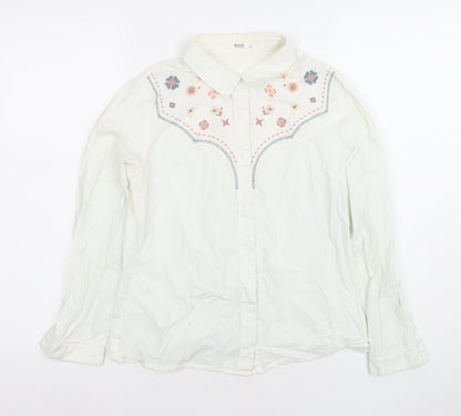 Womens UK Size XS SLLSKY White Classic Button-Up