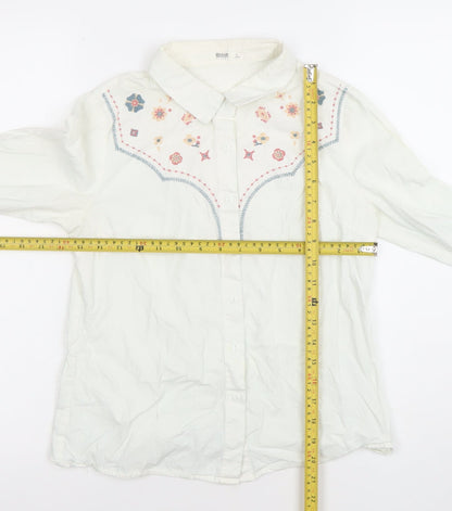 Womens UK Size XS SLLSKY White Classic Button-Up