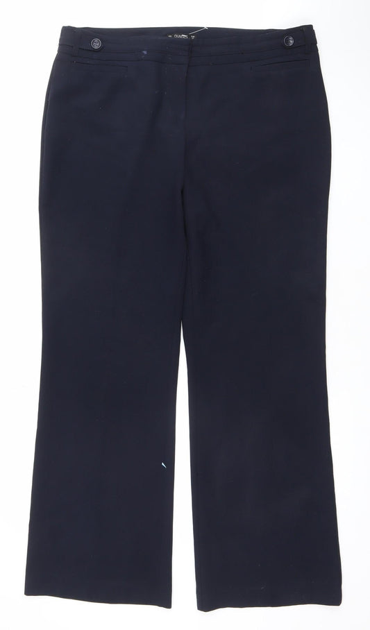 Womens UK Size 14 Dunnes Regular Fit BusinessWorkwearCasual Blue Trousers