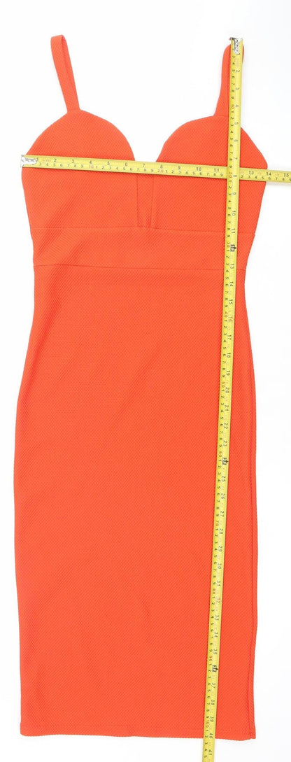 Miss Selfridge Women Orange Bodycon Sleeveless Sweetheart Dress Size 8