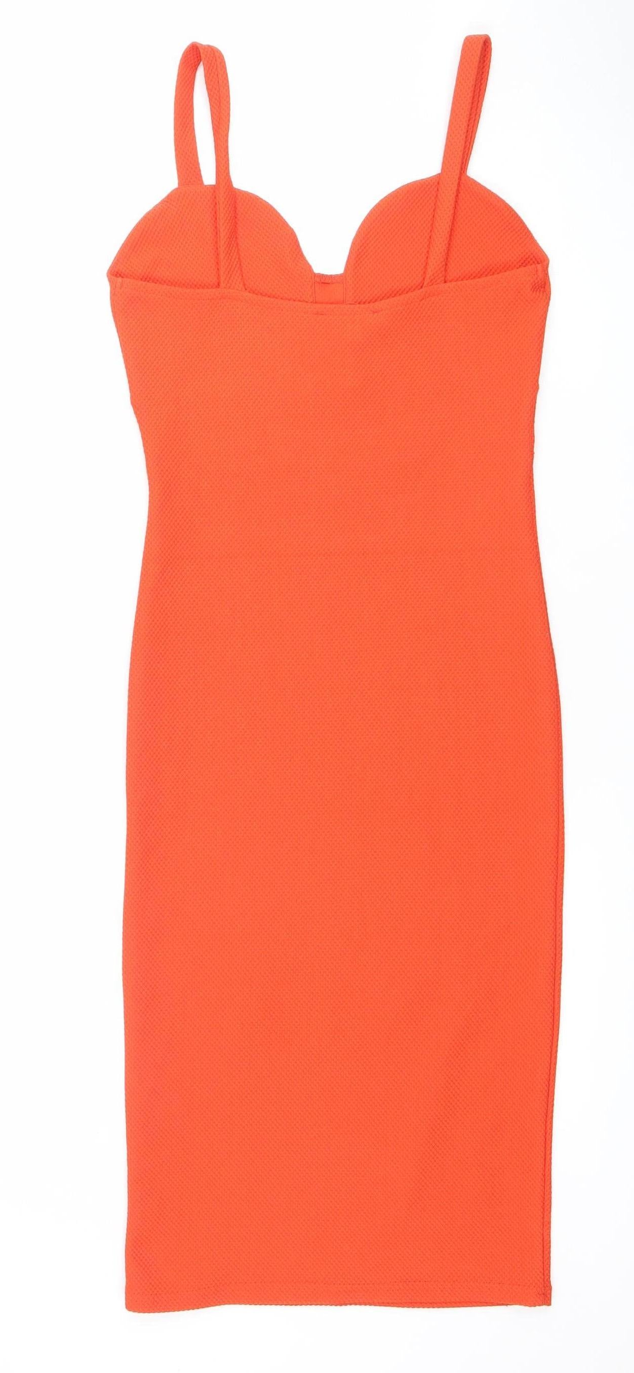 Miss Selfridge Women Orange Bodycon Sleeveless Sweetheart Dress Size 8