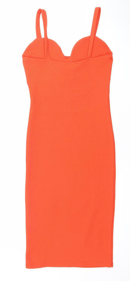 Miss Selfridge Women Orange Bodycon Sleeveless Sweetheart Dress Size 8