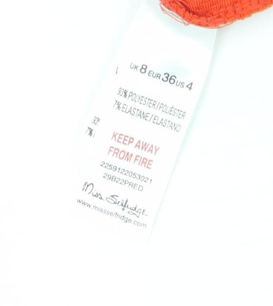 Miss Selfridge Women Orange Bodycon Sleeveless Sweetheart Dress Size 8