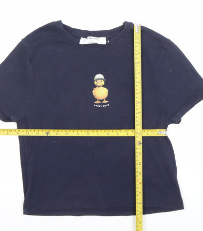 Primark Women's Blue Lucky Duck Graphic Cotton T-Shirt Size L