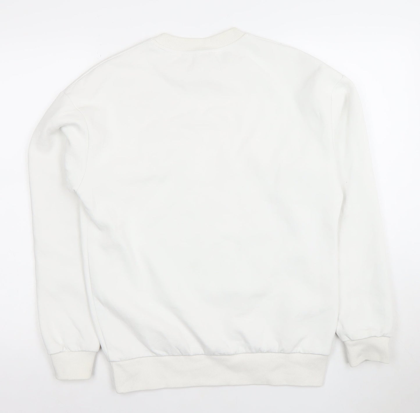 Urban Revivo Men's White Cotton Blend Crew Neck Sweatshirt XS