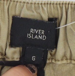 River Island Womens Beige Cargo Trousers Size 6 Lyocell Elastic Waist