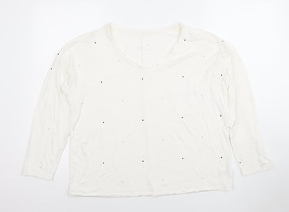 Womens UK Size 14 Dunnes Stores Ivory Basic T-Shirt