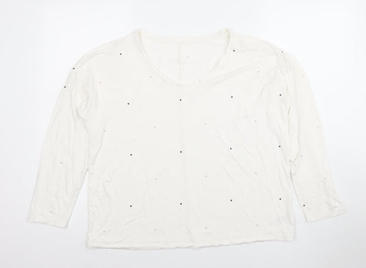 Womens UK Size 14 Dunnes Stores Ivory Basic T-Shirt
