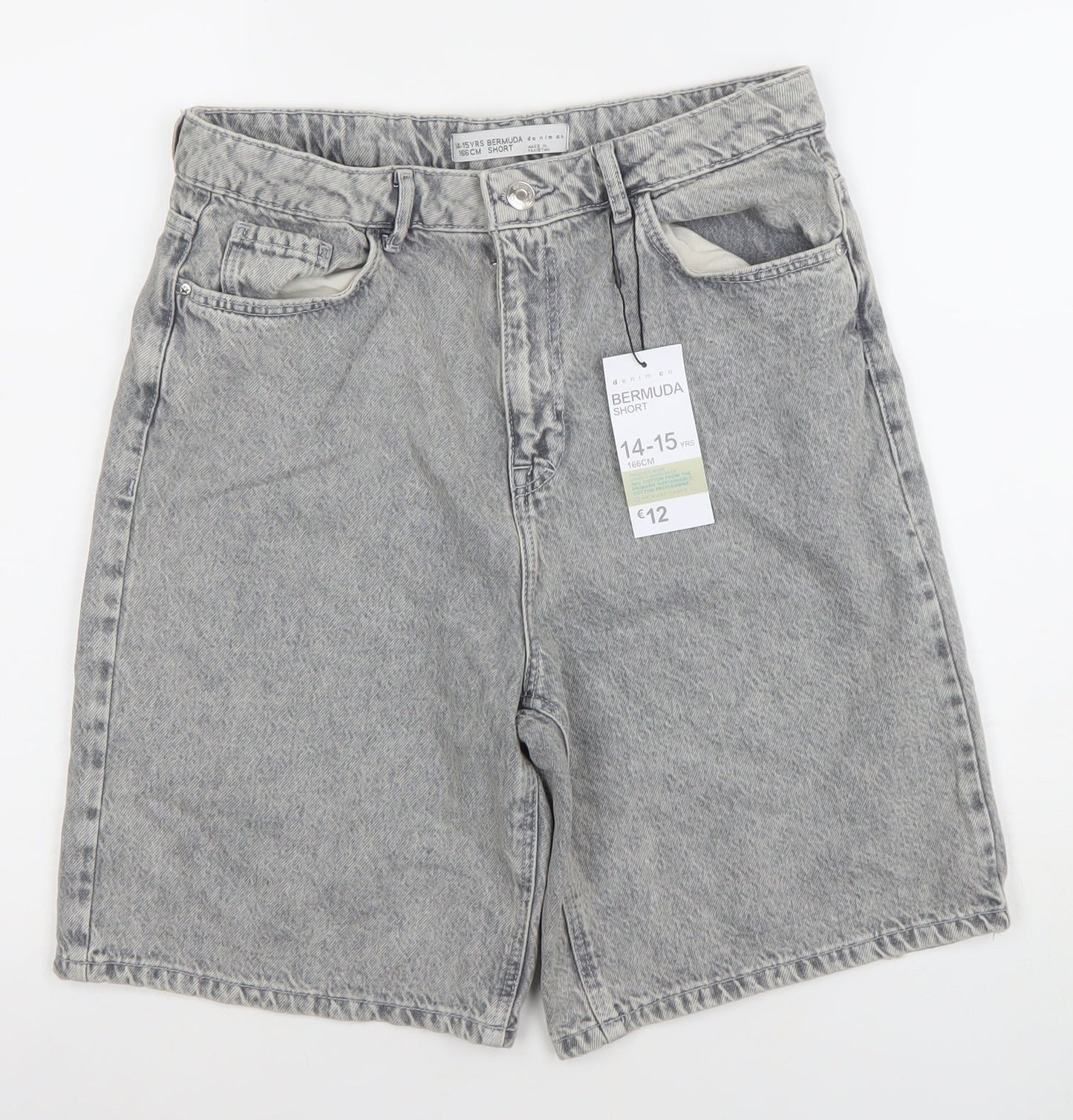 Primark Boys Grey Denim Bermuda Shorts 14-15 Years Regular Fit