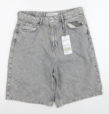 Primark Boys Grey Denim Bermuda Shorts 14-15 Years Regular Fit