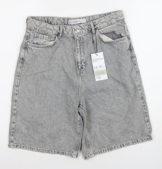 Primark Boys Grey Denim Bermuda Shorts 14-15 Years Regular Fit