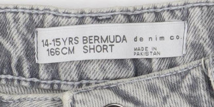 Primark Boys Grey Denim Bermuda Shorts 14-15 Years Regular Fit