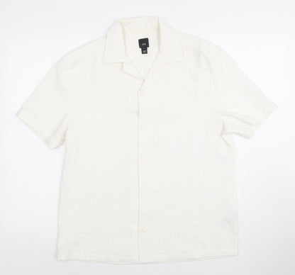 River Island Men's Ivory Short Sleeve Button-Up Shirt Size S