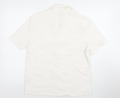 River Island Men's Ivory Short Sleeve Button-Up Shirt Size S