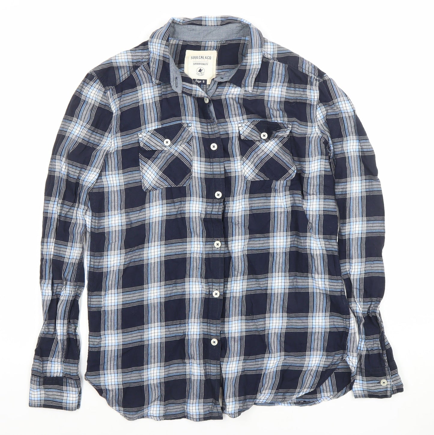 Womens UK Size 8 SoulCal & Co Blue Classic Button-Up