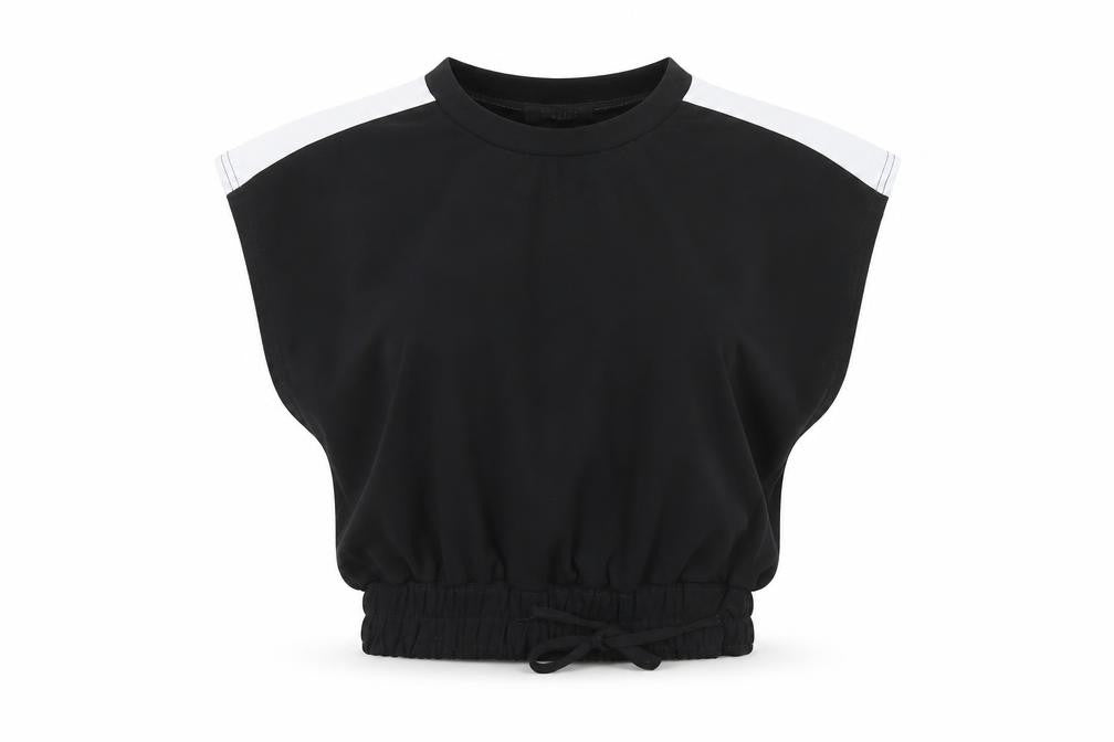 Womens UK Size 8 Misspap Black Cropped T-Shirt