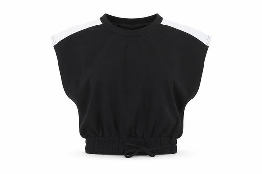 Womens UK Size 8 Misspap Black Cropped T-Shirt