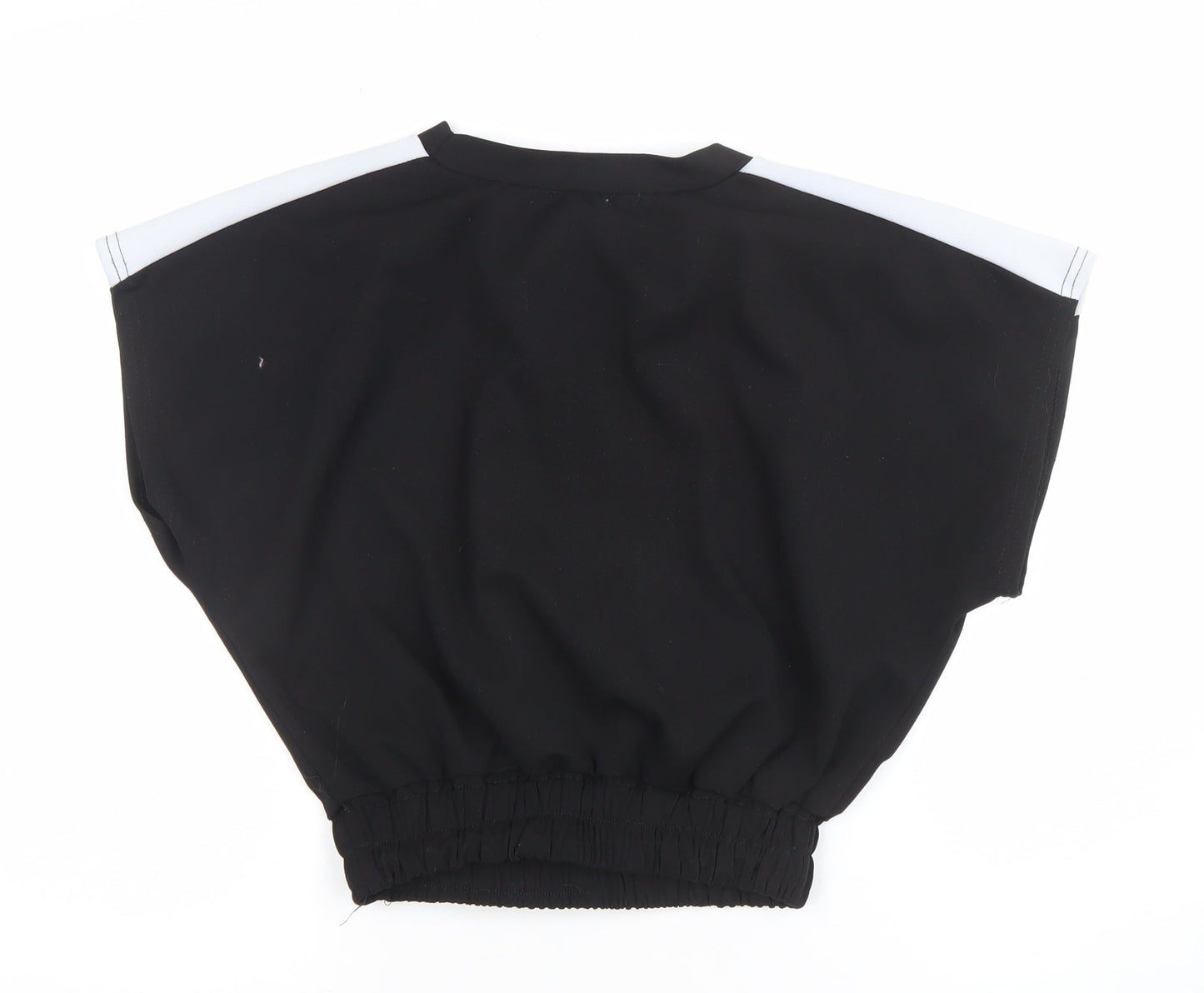 Womens UK Size 8 Misspap Black Cropped T-Shirt