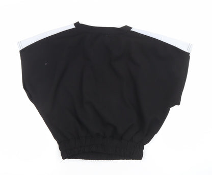 Womens UK Size 8 Misspap Black Cropped T-Shirt