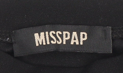 Womens UK Size 8 Misspap Black Cropped T-Shirt