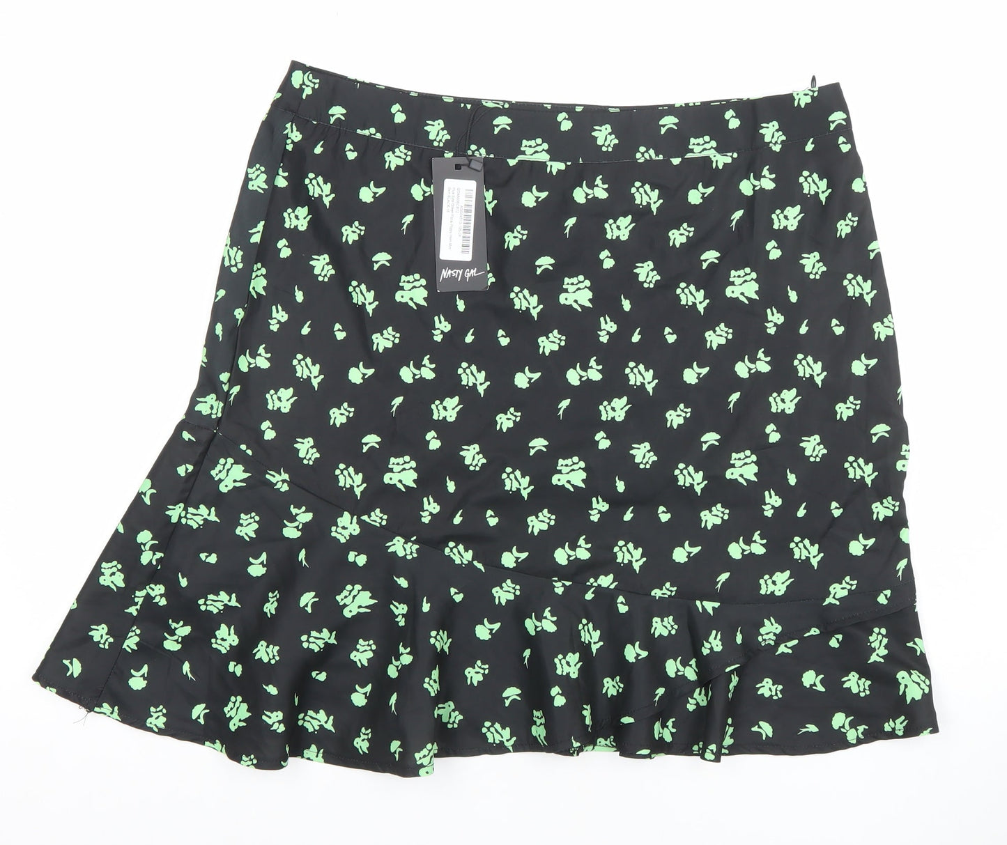 Nasty Gal Women's Black Floral Flare Short Skirt Size 16