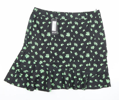Nasty Gal Women's Black Floral Flare Short Skirt Size 16