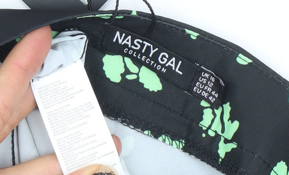 Nasty Gal Women's Black Floral Flare Short Skirt Size 16