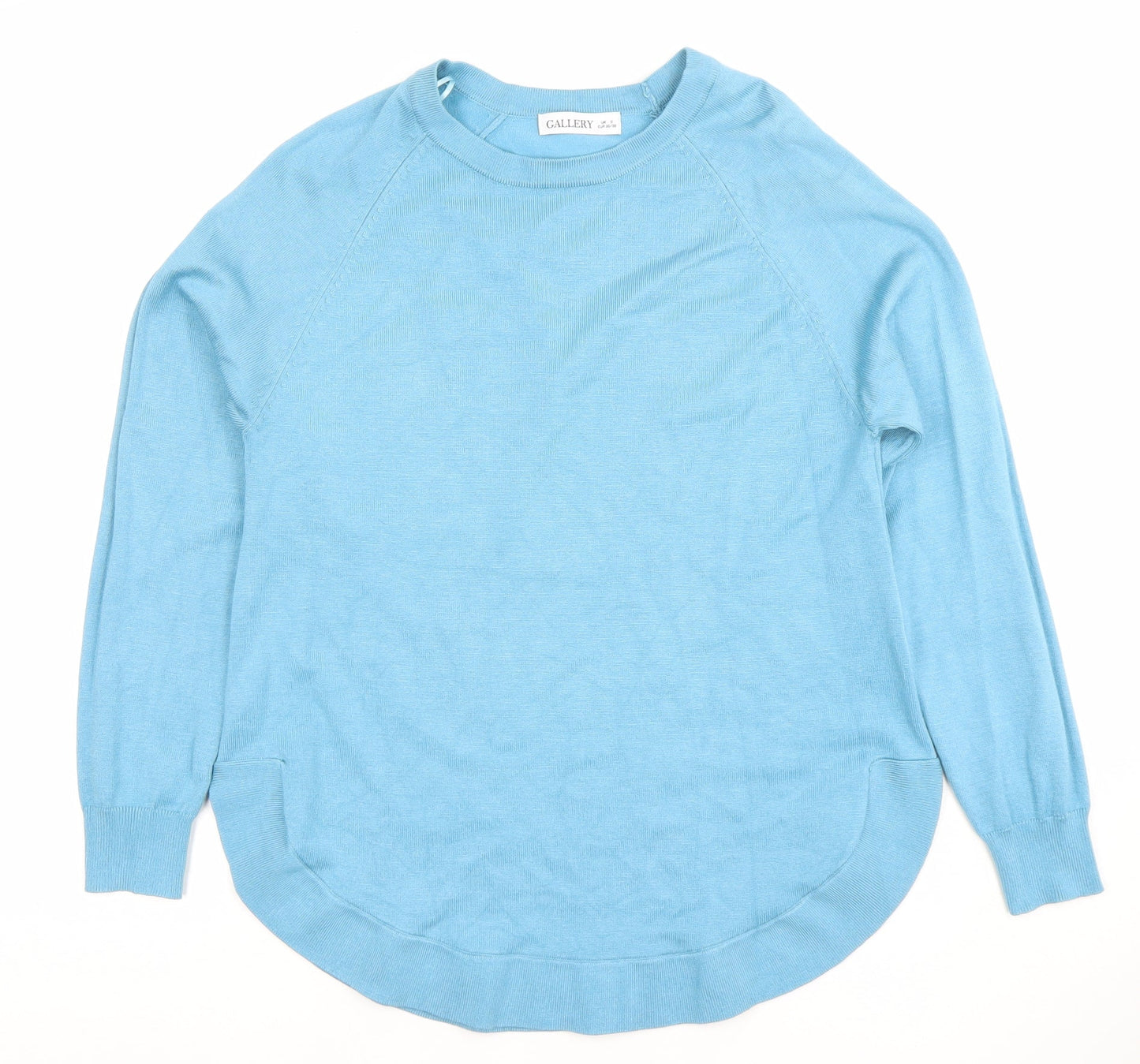 Gallery Women Blue Crew Neck Lightweight Long Sleeve Pullover Jumper Size S