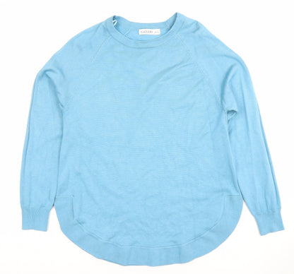 Gallery Women Blue Crew Neck Lightweight Long Sleeve Pullover Jumper Size S