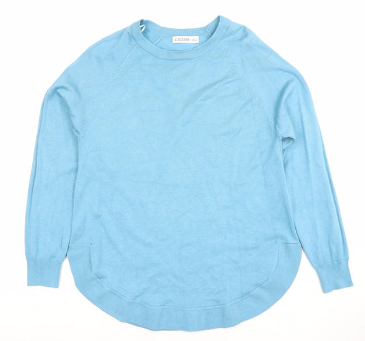 Gallery Women Blue Crew Neck Lightweight Long Sleeve Pullover Jumper Size S