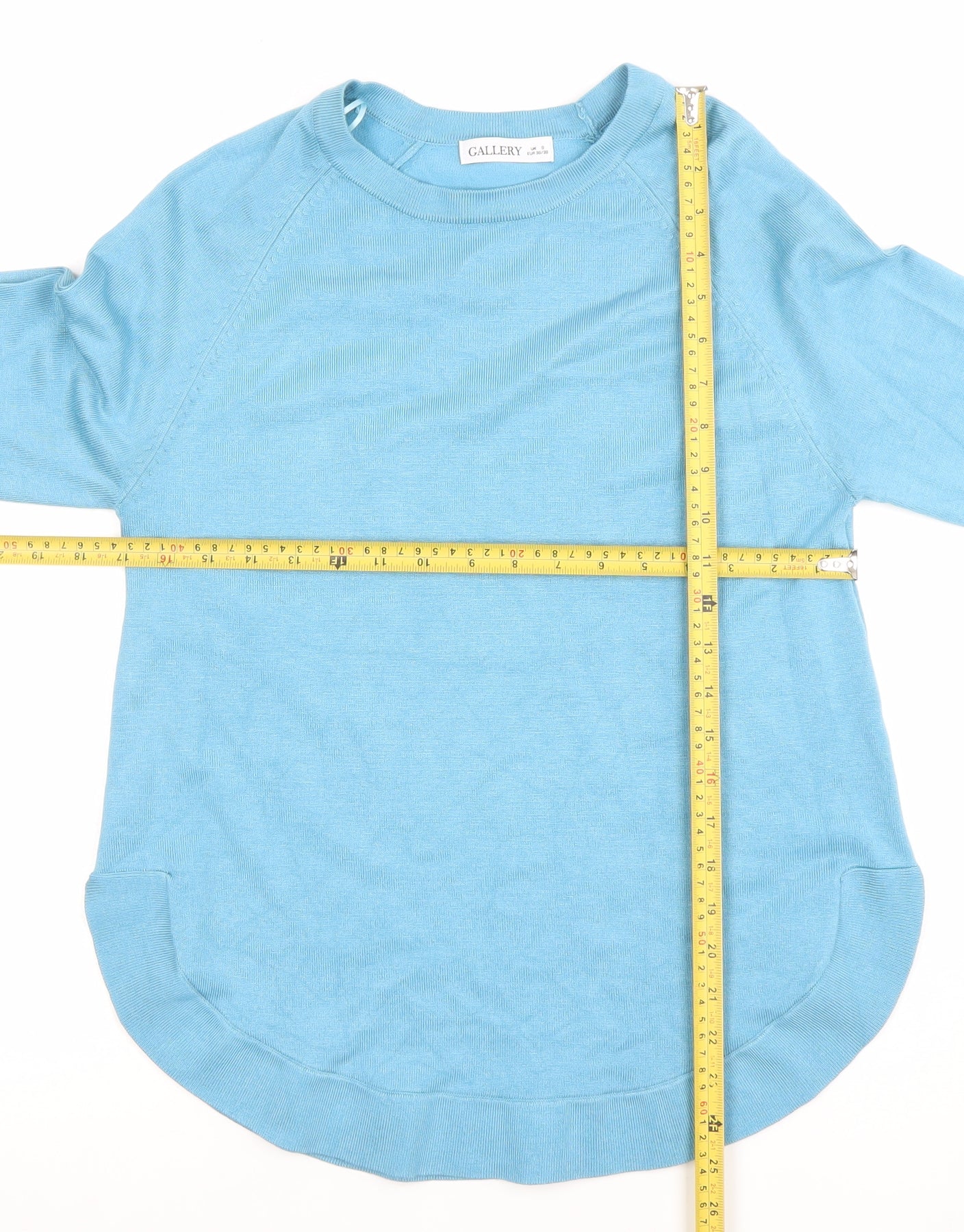 Gallery Women Blue Crew Neck Lightweight Long Sleeve Pullover Jumper Size S