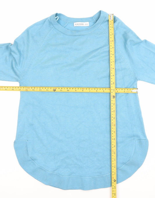 Gallery Women Blue Crew Neck Lightweight Long Sleeve Pullover Jumper Size S