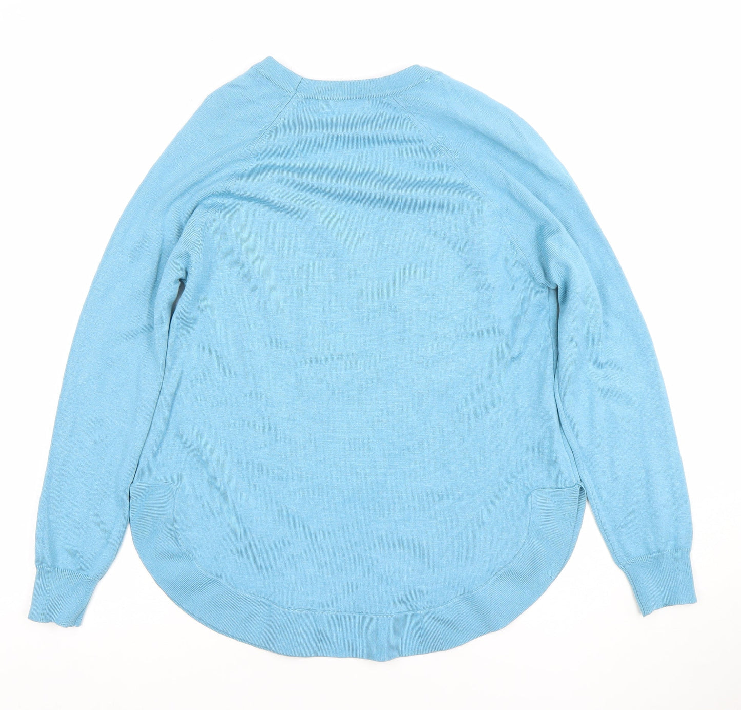 Gallery Women Blue Crew Neck Lightweight Long Sleeve Pullover Jumper Size S