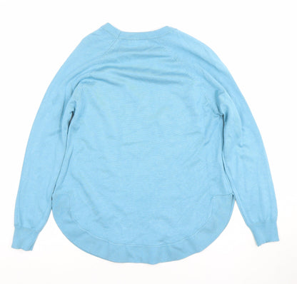 Gallery Women Blue Crew Neck Lightweight Long Sleeve Pullover Jumper Size S