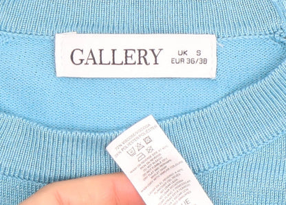 Gallery Women Blue Crew Neck Lightweight Long Sleeve Pullover Jumper Size S