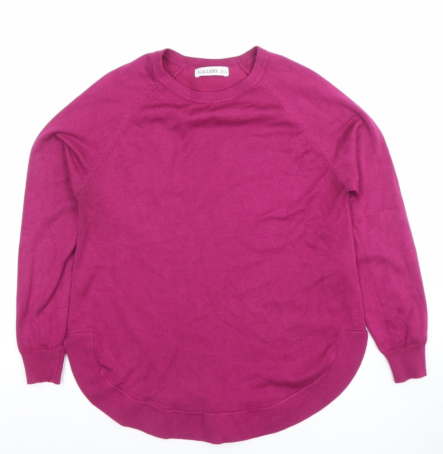 Gallery Women's Pink Crew Neck Long Sleeve Knit Jumper Size S