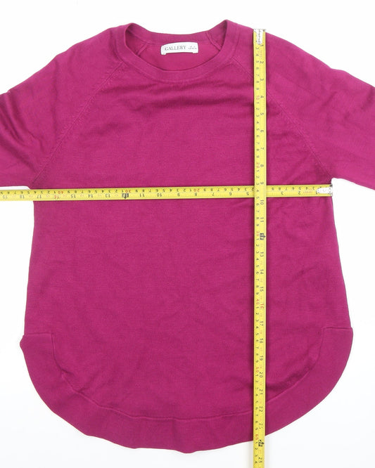 Gallery Women's Pink Crew Neck Long Sleeve Knit Jumper Size S