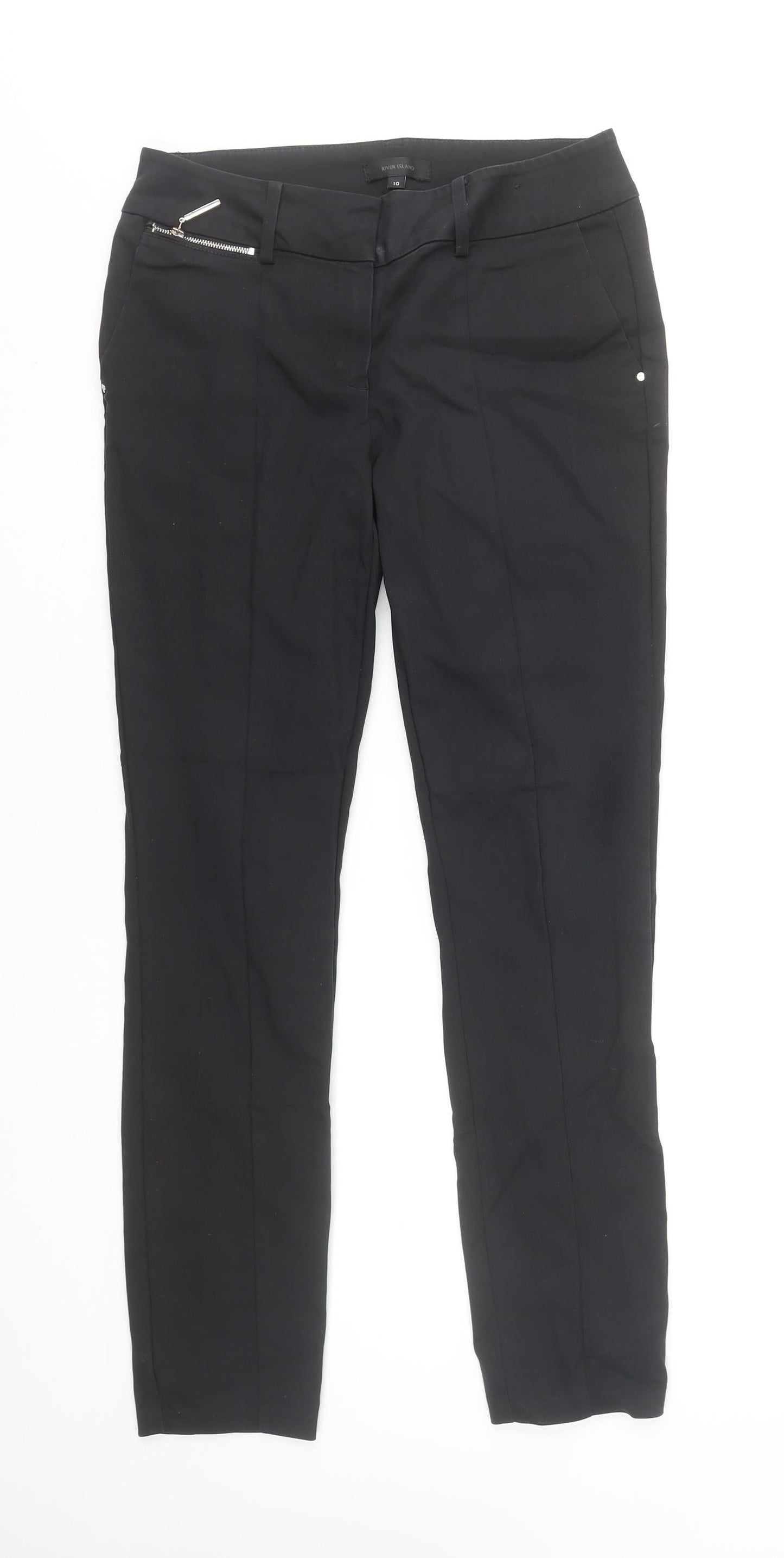 River Island Womens Black Stretch Slim Fit Tall Work Trousers Size 10L