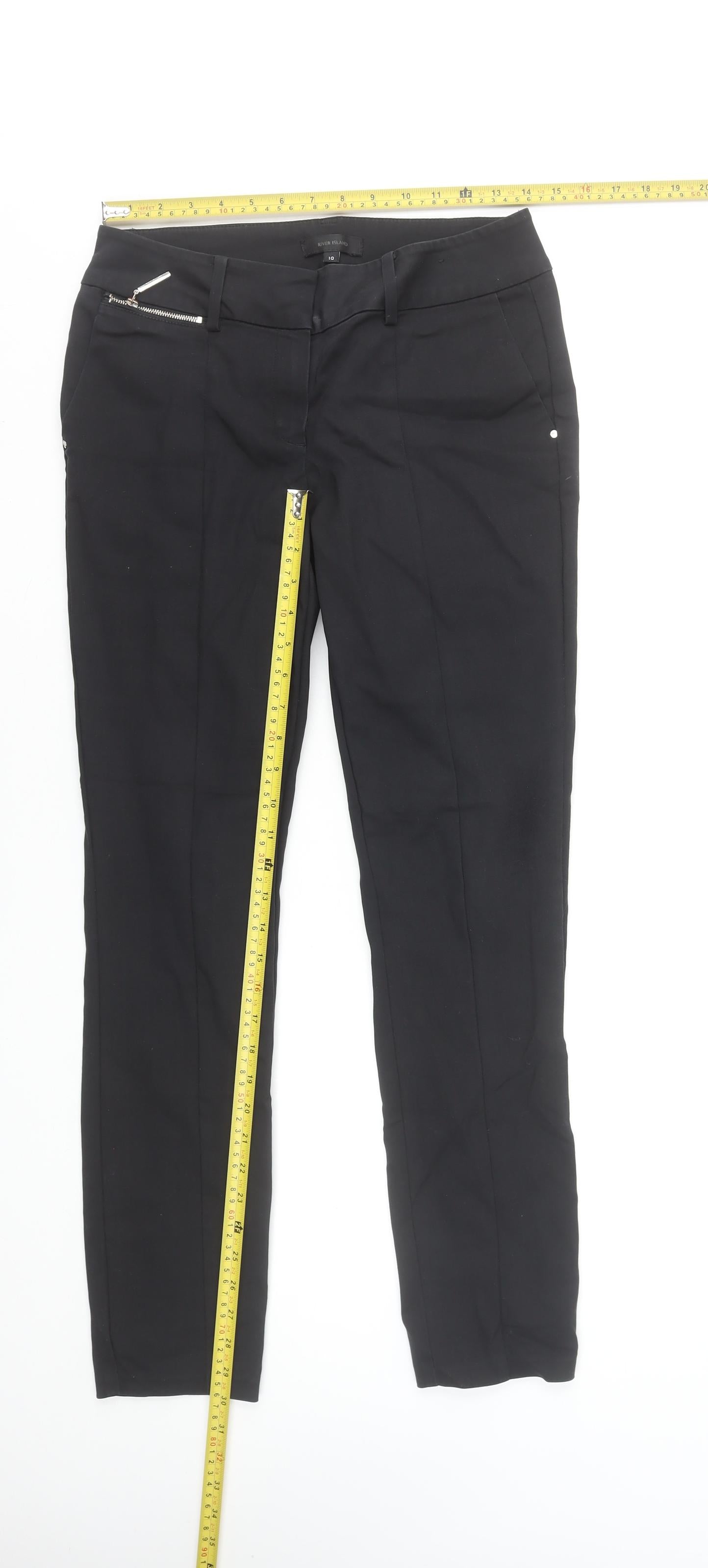 River Island Womens Black Stretch Slim Fit Tall Work Trousers Size 10L