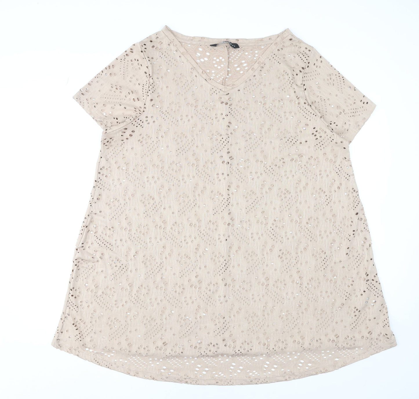 Womens UK Size 20 Yours Beige Basic T-Shirt