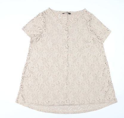 Womens UK Size 20 Yours Beige Basic T-Shirt