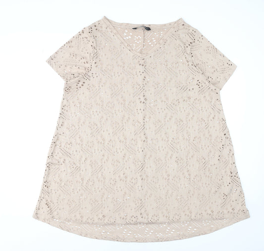 Womens UK Size 20 Yours Beige Basic T-Shirt
