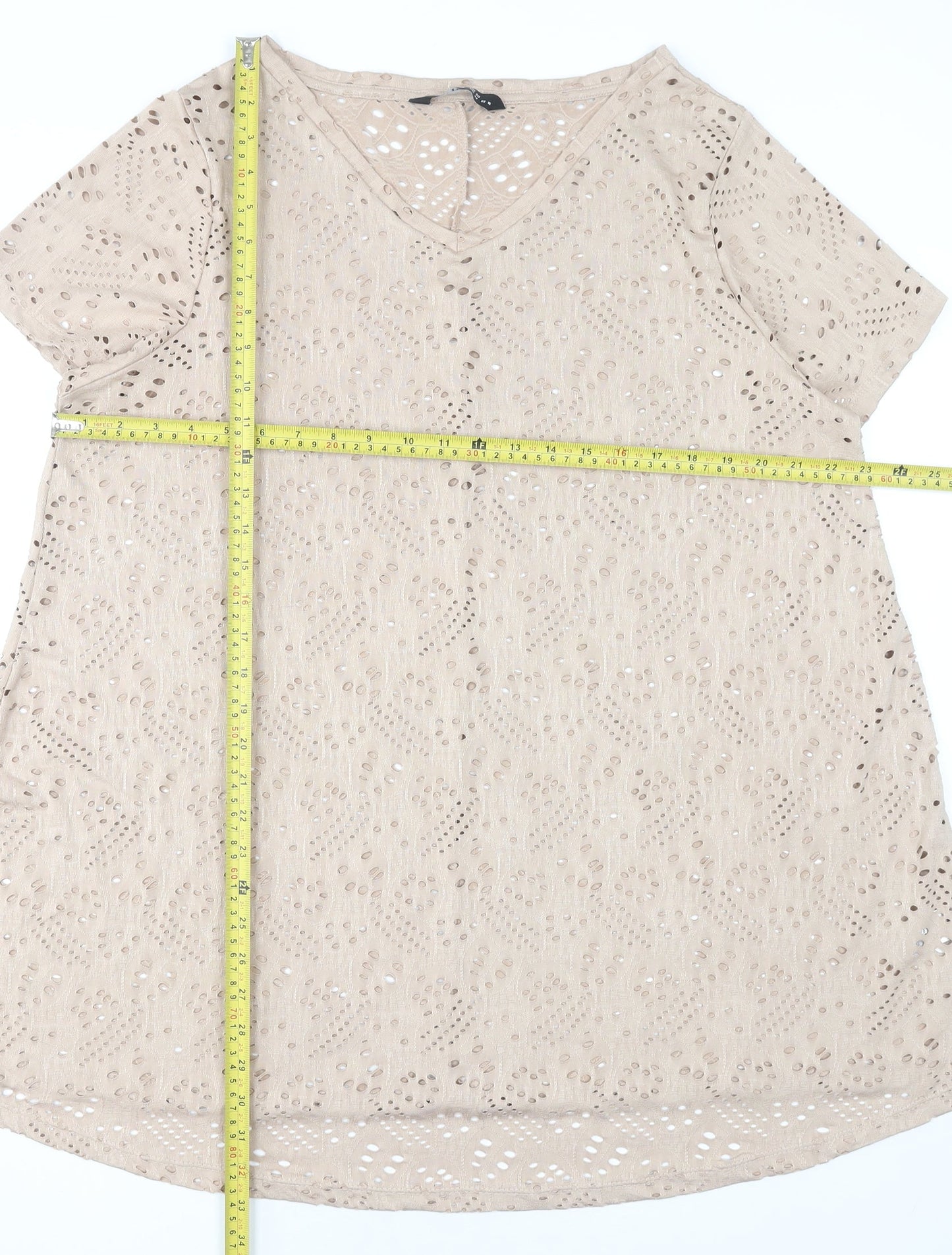 Womens UK Size 20 Yours Beige Basic T-Shirt