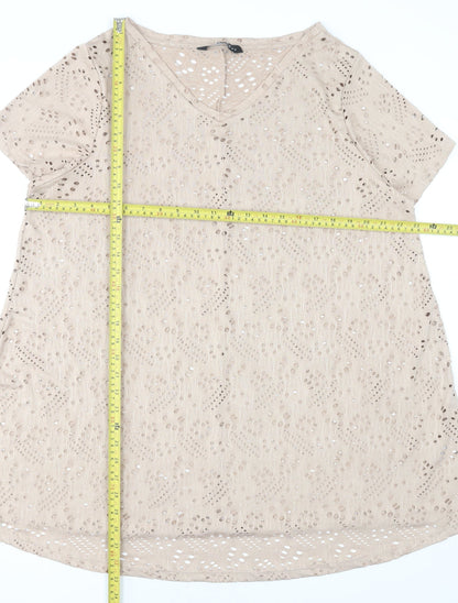 Womens UK Size 20 Yours Beige Basic T-Shirt