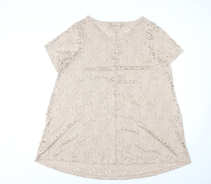 Womens UK Size 20 Yours Beige Basic T-Shirt